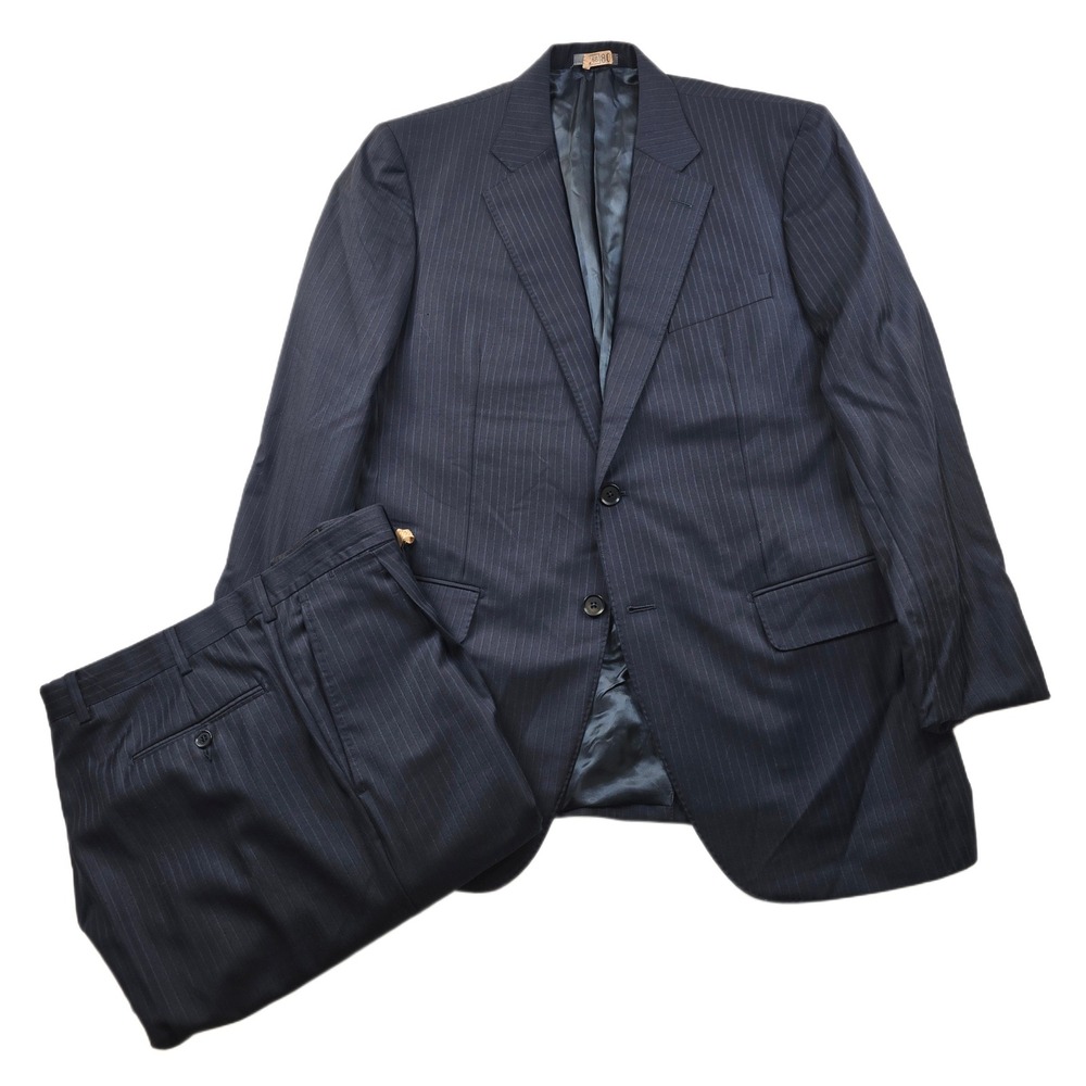 Daniel Cremieux Pinstripe Suit Men 40R 2 Piece Pants 34x30 Navy Loro Piana Italy